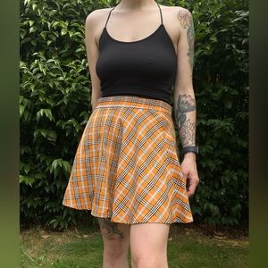 Yellow plaid skater skirt